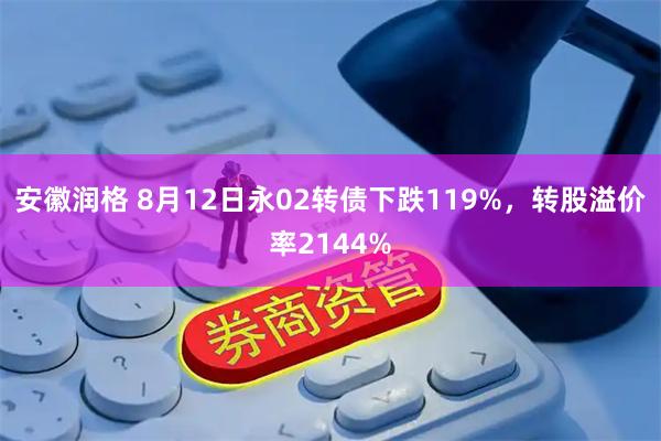 安徽润格 8月12日永02转债下跌119%,转股溢价率2144%