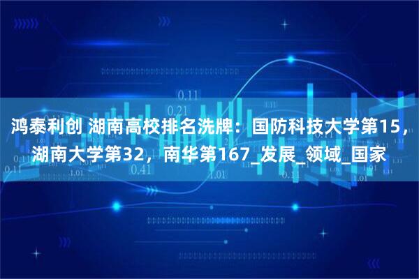 鸿泰利创 湖南高校排名洗牌:国防科技大学第15,湖南大学第32,南华第167_发展_领域_国家